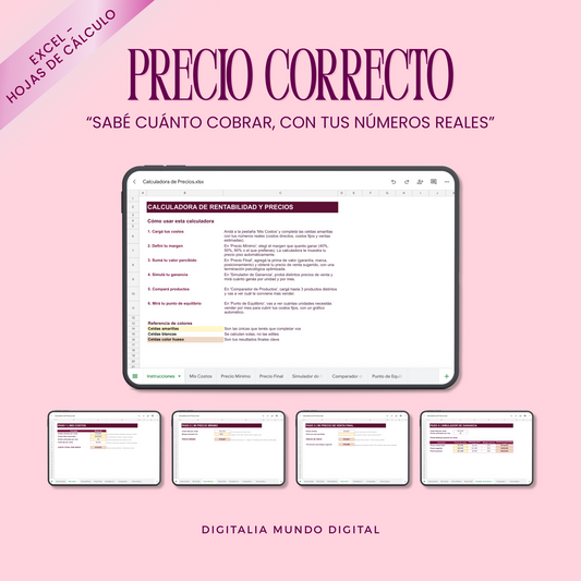 Precio Correcto | La Calculadora “Sabé cuánto cobrar, con tus números reales.”